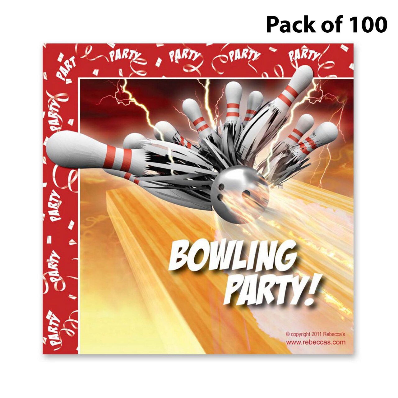 Bowling Thunder Party Luncheon Napkins | Paper Place Settings 6 1/2 inches | Raheev®